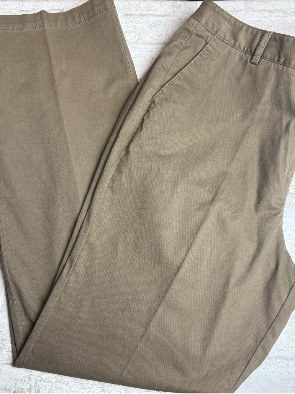 Talbots Women’s Brown Beige Heritage Boot Pants Twill Stretch Pockets 16 😍
